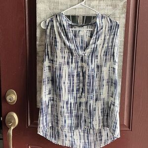 Rose & Olive Blue and White Abstract Blouse